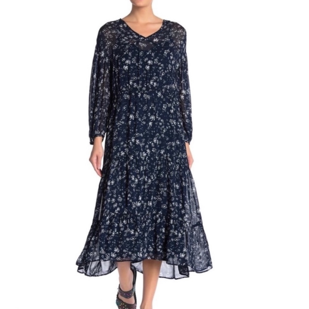 Free People Wallflower Navy Floral Dress Size L